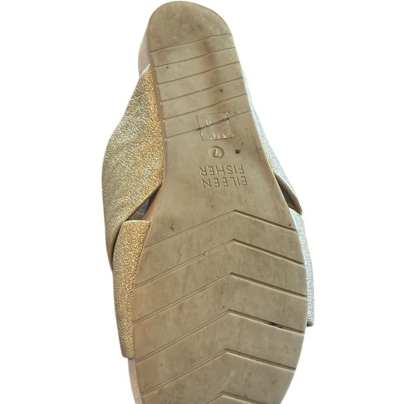 Eileen Fisher Shimmering Gold Crisscross Mules - Picture 5 of 6